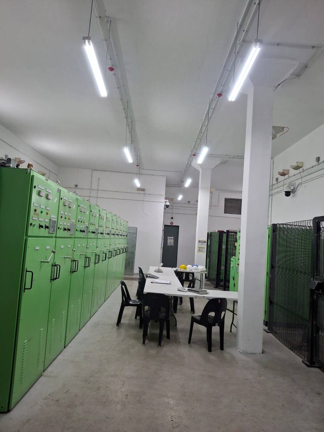 Substation control room with switchgear and protection panels