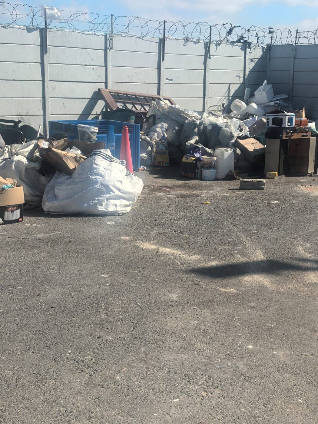 Sorted recyclables and bulk waste storage area