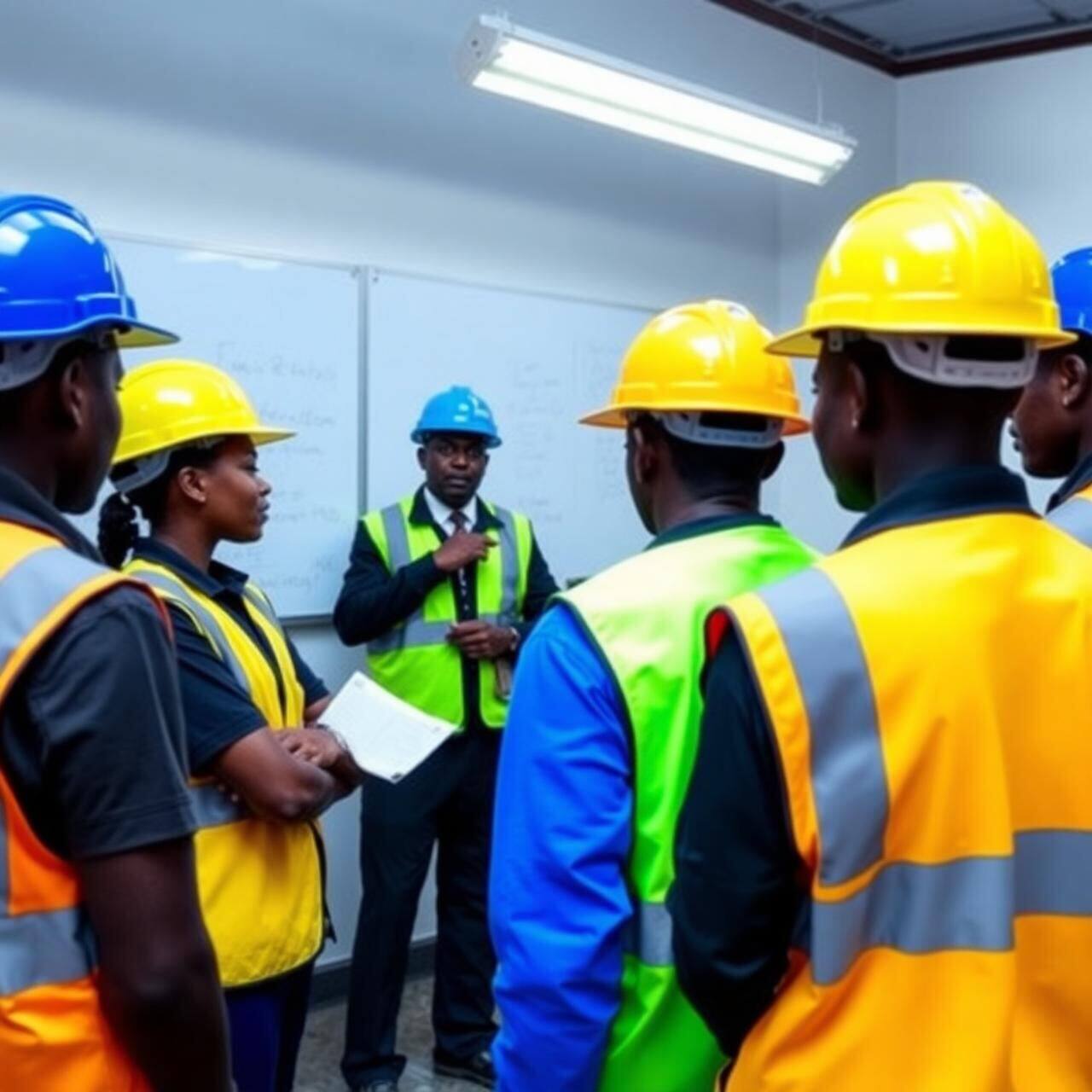Health and safety induction with EPWP trainees in PPE