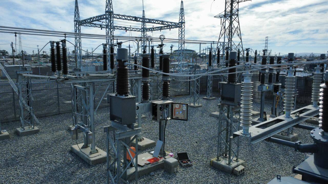 Nolungile substation yard with HV equipment and bushings